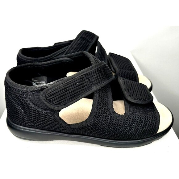 Biotime Womens Sandals Darrell Adjustable Hook & Loop Strap Comfy Black Sz 43/12 - Picture 3 of 12